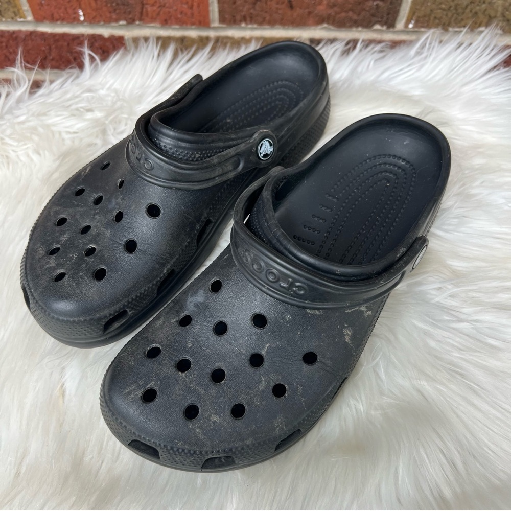 Crocs Black Slip On Slides Shoes